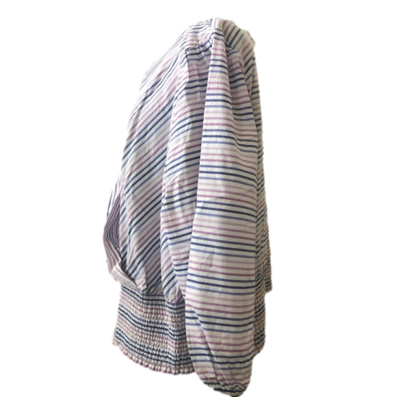 Lane Bryant Surplice Neck Cross Over Top Smocked Elastic Waist Lightweight Sz 22 - Picture 3 of 15